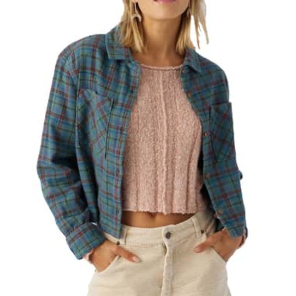 O'Neill Pippa Cropped Plaid Button Down Flannel